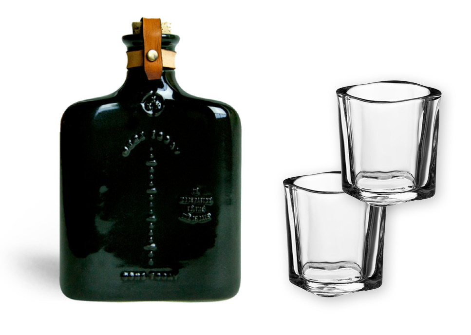 Ceramic Flask & Shot Glasses Box