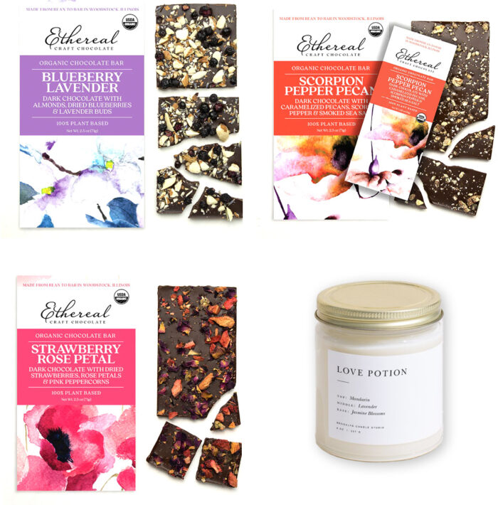 Ethereal Chocolates 3 Pack and Love Potion Candle Valentines Box