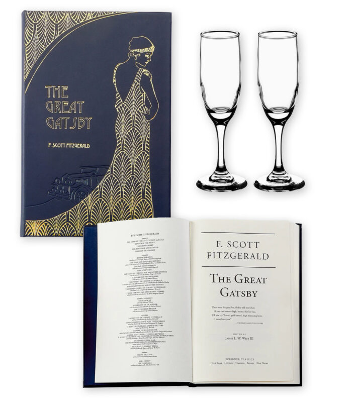 The Great Gatsby Book and Champagne Flutes Box