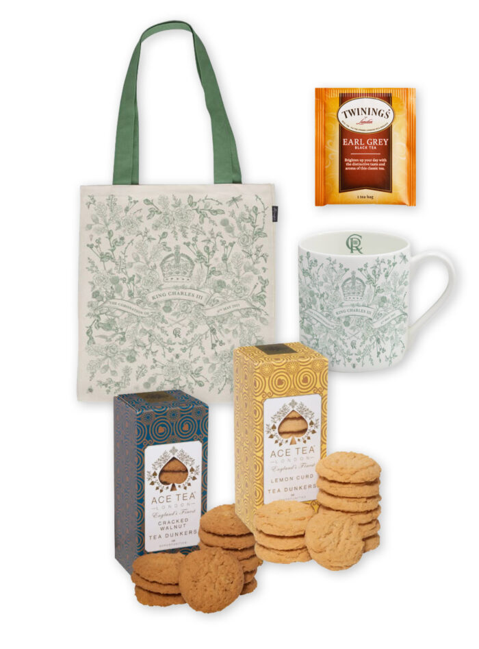 King Charles III Coronation Mug, Tote, Tea & Cookies